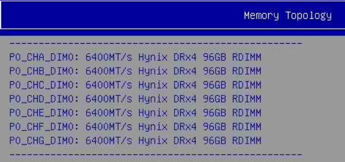 Memory Topology screen identifying the missing DIMM at P0_CHH_DIM0