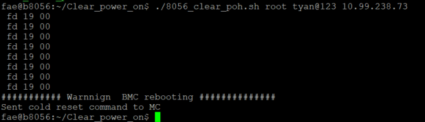 Example of running the POH clear script against a target BMC