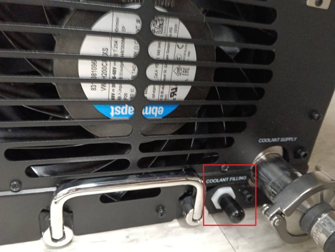 COOLANT FILLING connector on the rear of the BOYD RAA32-10U21 CDU